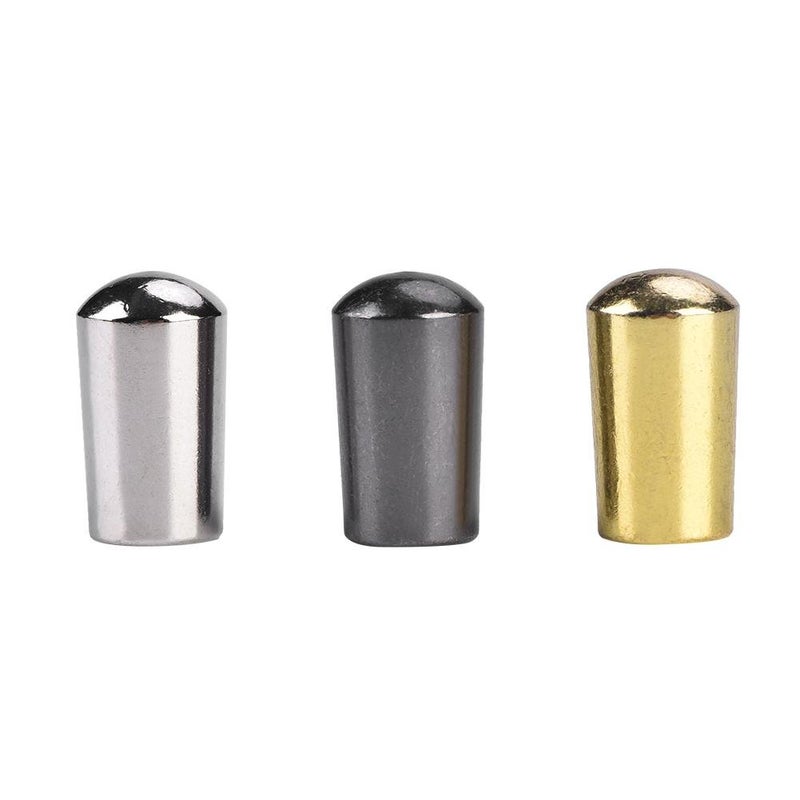 Dilwe 3Pcs Guitar Switch Tip, 3 Way Toggle Switch Knob Tip Cap Copper for EPI Electric Guitar (4.0mm-Silver + Black + Gold) Electric Guitar Accessories - Image 1